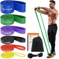 Elastique Musculation, 6 Niveaux Élastique Musculation avec Ancrage de Porte, Bande Élastique Musculation pour Crossfit, Étirements, Powerlifting, Musculation, Tractions