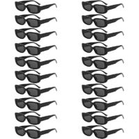 Lot de 20 lunettes de soleil rectangulaires vintage des années 90 pour homme et femme - Lunettes de soleil tendance avec protection UV - Pour fête, anniversaire et concerts - Noir