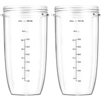 2 Pièces Cup Gobelet de Remplacement pour NUTRIBULLET Original 600 Watt et NutriBullet Pro 900 W Blender Électrique, Blender Bol en Verre Accessoires, Nutribullet Pièces de Rechange de Tasse