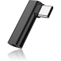 90 Degree USB C to 3.5mm Headphone Cable,90 Degree Type C Male to 3.5mm Female Aux Audio Dongle Converter,for Devices with Type-C Interface (A)