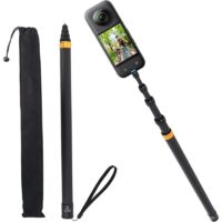 300cm Perche à Selfie Invisible en Fibre de Carbone, Compatible avec Insta-360 One R, One RS, GO 2, One X2, One X, X3, Vis 1/4 Pouce 46cm-300cm Longueur Réglable