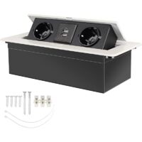 Prise Encastrable Plan de Travail Blanc, Multiprise Plan de Travail Cuisine avec 2 Prises +2USB