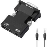 Adaptateur HDMI vers VGA avec Prise Audio 3,5 mm convertisseur HDMI Femelle vers VGA mâle, Compatible avec Ordinateur de Bureau, Ordinateur Portable, PC, Moniteur, projecteur, HDTV et