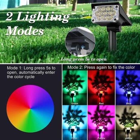 Projecteur Solaire Rotatif Extérieur – LED Multicolore, étanche, Autonomie 8-12h – Décoration Jardin, Mariage, Noël