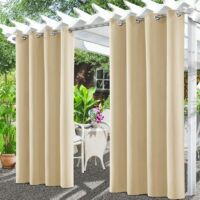 Rideaux D'extérieur, Rideau pour Pergola Imperméable, Rideau Exterieur pour Terrasse Rideau Pare-Soleil pour Balcon, Terrasse, Porche, Pergola, Belvédère(132x213cm, Beige)