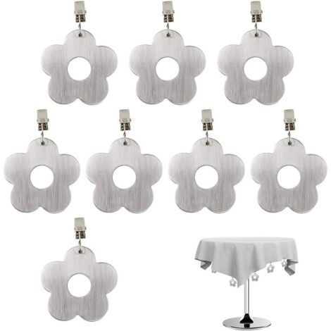 Lot De 8 Poids Pour Nappe En Pierre - 4x4x1 Cm, 280g Total, Pinces En Acier, Pour Extérieur/Jardin/Fête