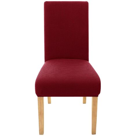 Lot de 2 housses de protection de chaise en jacquard extensible et élasthanne, bordeaux (1/5)