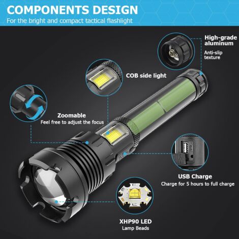 Lampe Torche Portable Double Source Lumineuse Haute Luminosité