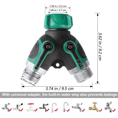 Shunt En Y Domestique Interrupteur De Jardin - Raccords Tuyaux Valve Marche/Arrêt Robinet Connecteur