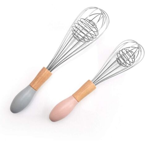 Fouet De Cuisine En Acier Inoxydable Avec Manche En Bois - 18 Cm, Pour Battre œufs, Mélanger Sauces, Pâtes à Gâteau