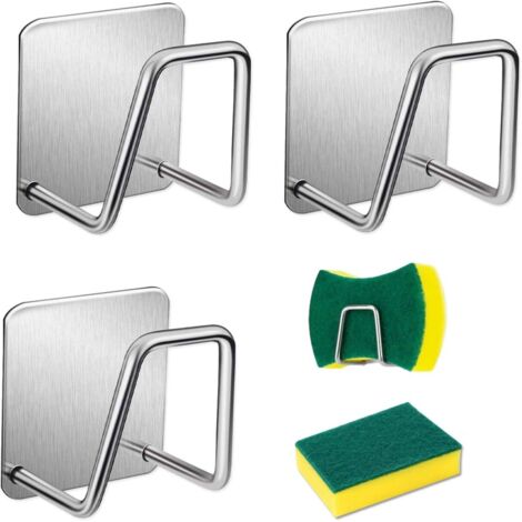 Lot de 3 porte-éponges, porte-éponge de cuisine, porte-éponge auto-adhésif, adhésif rapide (1/5)