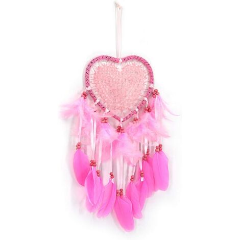 Filet attrape-rêves avec lumières LED, décoration murale, fenêtre, porte, pour salon, chambre à coucher, artisanat, rose (1/5)