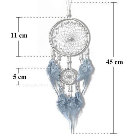 Grand Attrape-Rêves Plume Bleu – Décoration Murale Boho Fait Main, Filtre Les Mauvais Rêves, Chambre Adulte & Enfant