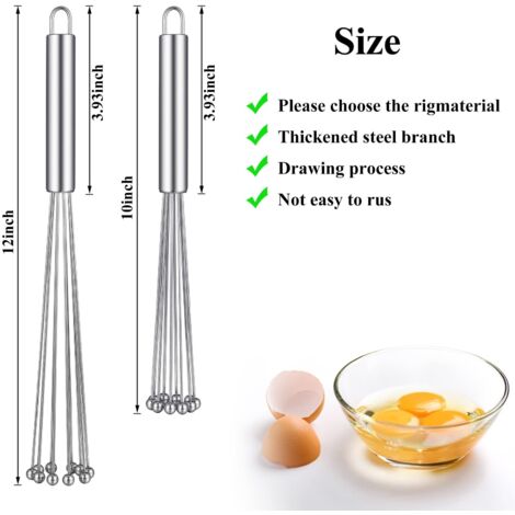Fouet De Cuisine En Acier Inoxydable Avec Manche En Bois - 18 Cm, Pour Battre œufs, Mélanger Sauces, Pâtes à Gâteau - 11