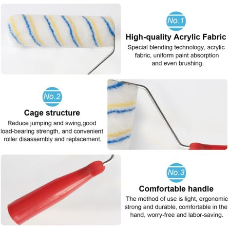 Petit rouleau à peinture 100 % polyamide thermofusible. Rouleau professionnel avec une excellente absorption et répartition (1/3)