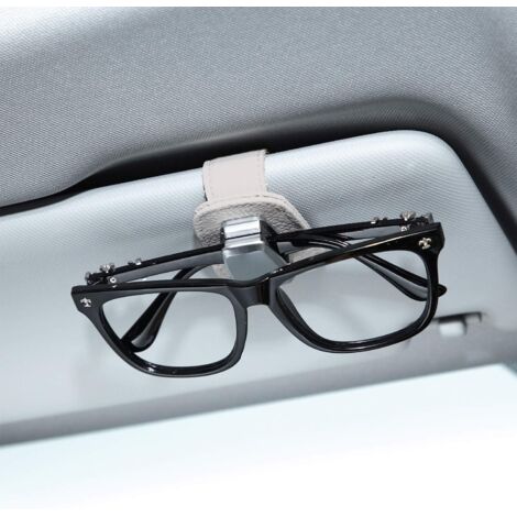 Porte-lunettes de voiture universel, clip pour pare-soleil de voiture, porte-lunettes en cuir et clip pour carte de ticket (b (1/3)