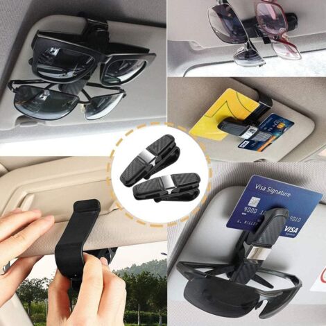 Porte-lunettes de voiture, lot de 2, clip double extrémité, rotation à 180 degrés pour pare-soleil de voiture (1/2)