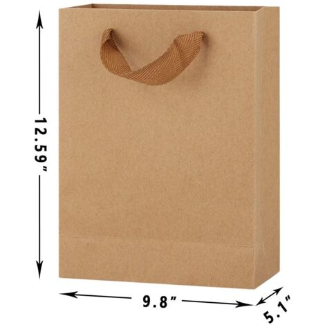 25 Sacs En Papier Kraft Orange Avec Poignées – 8x4.75x10 Pouces – 150 GSM