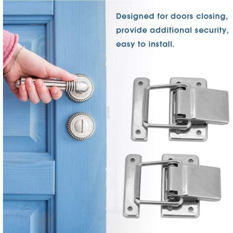 Lot de 2 loquets de porte à ressort en acier inoxydable pour armoire, boîte, tiroir, armoire et trousse médicale (1/3)
