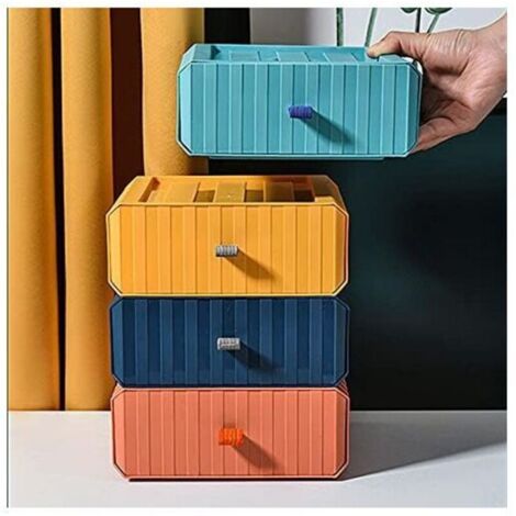 Dokeno Lot De 3 Organisateurs De Bureau Empilables Blanc - Rangement Plastique Maquillage Bijoux Fournitures