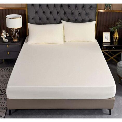 Housse de protection épaisse en trois parties pour matelas de couleur unie, réduisant les problèmes causés par des draps ir
