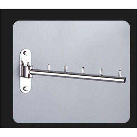 argent Cintre à Vêtements en Acier Inoxydable avec Bras Pivotant Barres de Support Porte Cintre Mural avec 5 crochets Pour vêteme (1/4)