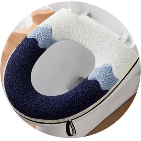 Housse de Siège de Toilette avec Poignée，Coussin de Couverture de siège de Toilette，Coussin en U zippé pour siège de Toilette，Lav (1/4)