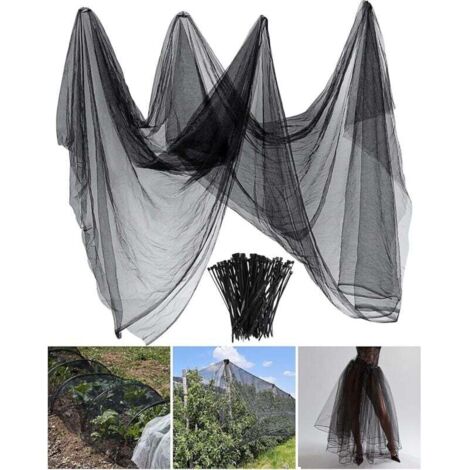 Filet de Bug Insectes Moustique Mouche Oiseau Barrière de Chasse Protection des Plantes Filet de Jardin (3 m x 10 m, Noir) (1/4)