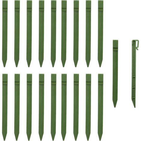 Lot de 20 piquets d'ancrage au Sol en Plastique de 24 cm pour Bordure de Jardin, terrasse, Tente (Vert 20pcs) (1/4)
