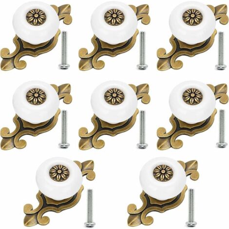 Bouton Ceramique, Meuble Boutons de Tiroir Vintage 8 Pièces Boutons en Métal Pour Bureau Tiroirs et Placard (1/4)