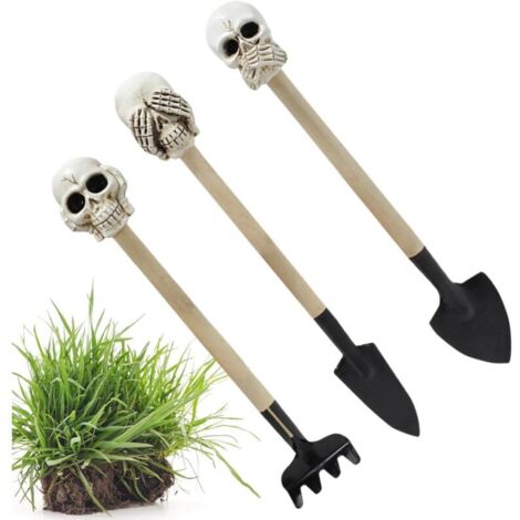 3 pièces Outils de jardinage miniatures, truelle de râteau de jardinage - Pelle de jardin avec pelle de transplantation miniatur (1/4)
