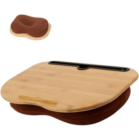 Plateau pour ordinateur portable en bambou rembourré avec repose-poignet intégré pour ordinateurs portables jusqu'à 15" (1/4)