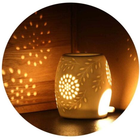Lampe aromatique porte-bougie chauffe-plat lampe parfumée en céramique avec la cuillère à bougie (1/4)