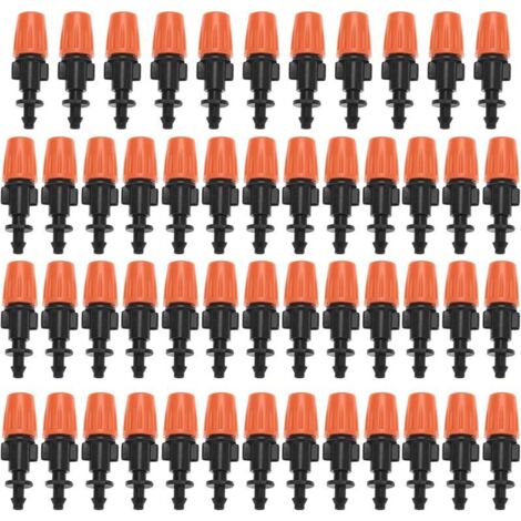 50 Pcs émetteurs De Pulvérisation D'irrigation Goutte à Goutte,Goutteurs De Brumisation Réglables Connecteur De Tube Arroseurs (1/4)