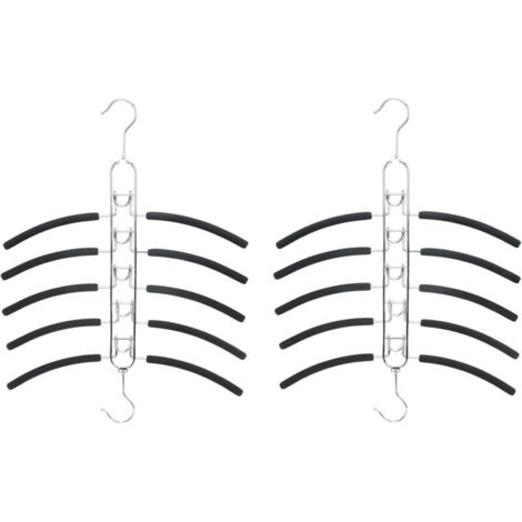 Lot de 2 cintres multi-couches amovibles 5 en 1 pour hauts, multifonction, économiseur d'espace, revêtement en mousse, cintres en (1/4)