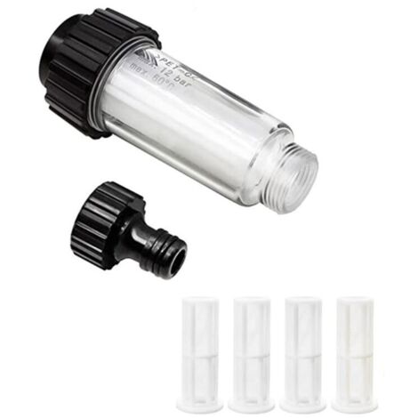 Kit de filtres à eau 3/4" Préfiltre à eau avec 4 filtres et adaptateur rapide pour nettoyeur haute pression, pompe de jardin, arr (1/4)