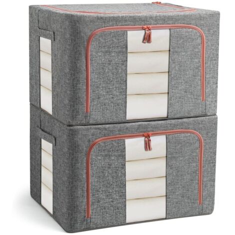 Sacs de Rangement Pliables et Rigides pour Couettes,Gris (24L) (1/4)
