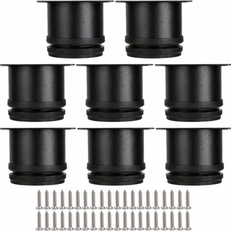 Lot de 8 Pieds Réglables Meubles Noir, Ø 50 mm/Hauteur 50 mm Pieds de Canapé en Métal Acier Inoxydable, Pied de Table Basse pour (1/4)