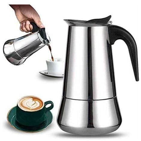 Cafetière italienne 12 tasses en acier inoxydable compatible tous types de feux 12 tasses (1/4)