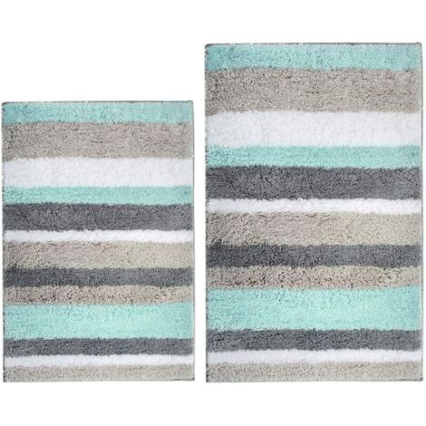 Ensemble de Tapis de Bain de 2 pièces en Microfibre Tapis de Douche Super Absorbant Antidérapant Lavable en Machine pour Sall (1/4)