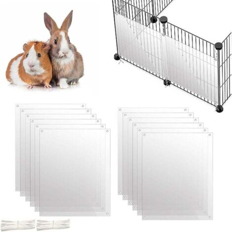Lot de 12 doublures de cage en plastique transparent pour cage à lapin, cochon d'Inde, accessoires de cage pour petits animaux