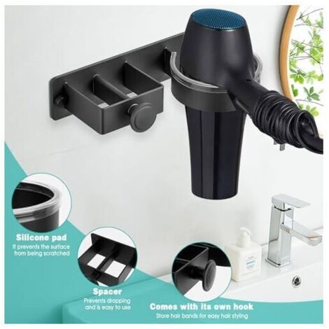 Cexovo Porte Seche Cheveux Mural,Support Seche Cheveux,Porte Seche Cheveux et Lisseur,Organisateur de Salle de Bain Multifonction pour Hôtel, Barbershop, Salle de Bain Cexovo Porte Seche Cheveux Mural,Support Seche Cheveux,Porte Seche Cheveux et Lisseur,Organisateur de Salle de Bain Multifonction pour Hôtel, Barbershop, Salle de Bain