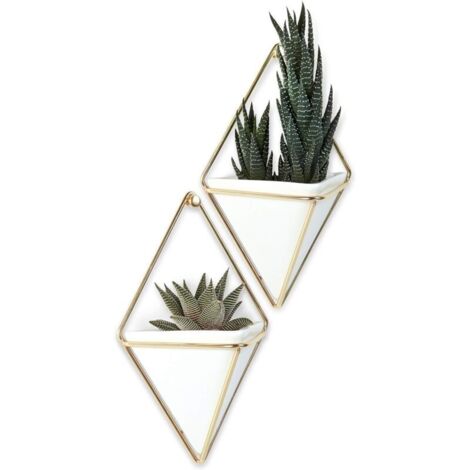 Jardinière Suspendue et Décoration Murale Géométrique Pour Petite Plante, Plante Succulente et Bien Plus Encore, Blanc/Lait (1/4)