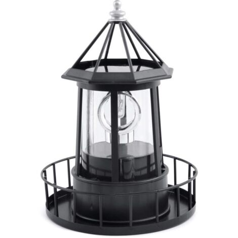 LED Lampe de Phare rotative Solaire, Lanterne de décoration extérieure de jardin (1/4)