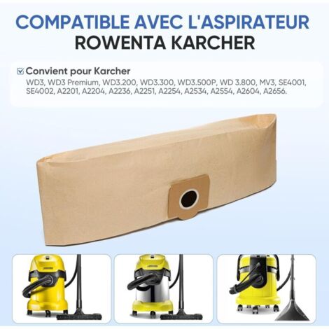 10 Sacs D'Aspirateur Et 1 Filtre Pour Aspirateur Wd2 Et Mv2 10 Sacs D'Aspirateur Et 1 Filtre Pour Aspirateur Wd2 Et Mv2