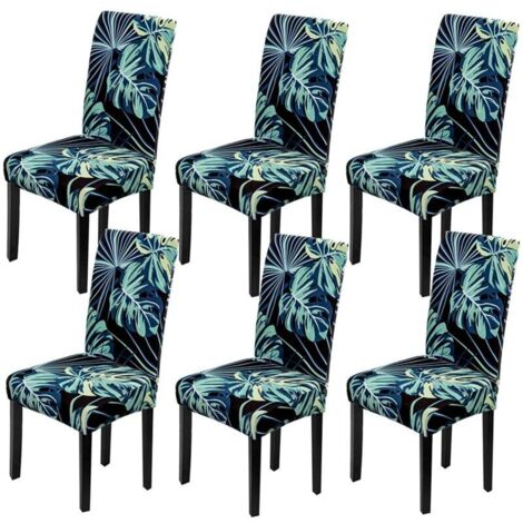 Housse de Chaise 6 pièces Couverture de Chaise Extensible Amovible Lavable Moderne Dossier Haut Housses de Chaises pour Salle (1/4)