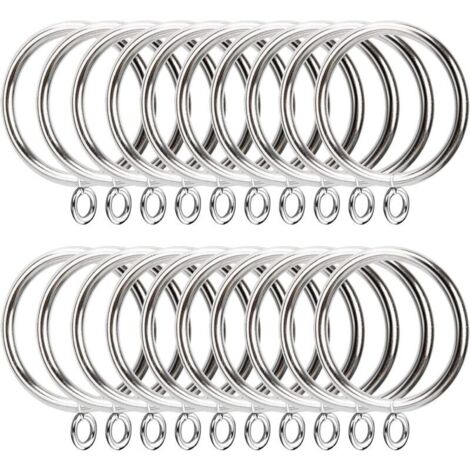 50 Pièces Anneaux de Rideau en Métal, Anneaux de Suspension de Rideau de Diamètre Intérieur Argenté de 38mm, Anneaux de Rideau en (1/4)