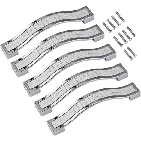 Boutons et poignées de meubles,Lot de 5 poignées de tiroir en alliage strass cristal pour commode armoire de cuisine placard, (1/4)