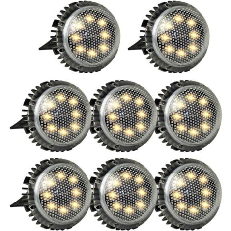 8PCS Lampe Solaire Extérieur Jardin 12x12x7cm Grand Taille Étanche IP67 Luminaire Solaire Extérieur pour Pelouse Étapes Cou (1/4)