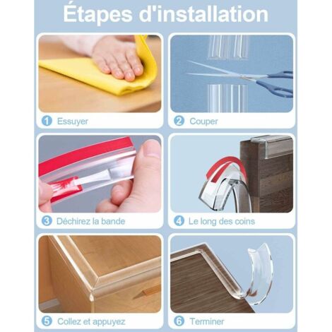 Protections De Coins De Meubles KEWAYO - 3 Mètres De Bordure 8 Coins Adhésifs Transparents Pour Tables, Armoires Et Tiroirs Protection Bords Tables Transparents Adhésifs